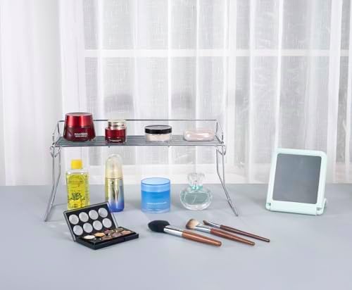 JUNCHU CHERRY Metal The Sink Vanity Organizer, Bathroom or Kitchen Sink Organizer, Feminine Products Organizer (Chrome)