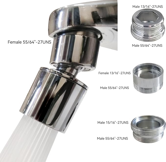 Rotate Sink Faucet Aerator,kitchen bathroom faucet nozzle aerator,faucet extender, 360 degree swivel sprayer for sink tap head. (20° Angle 3 adapters)