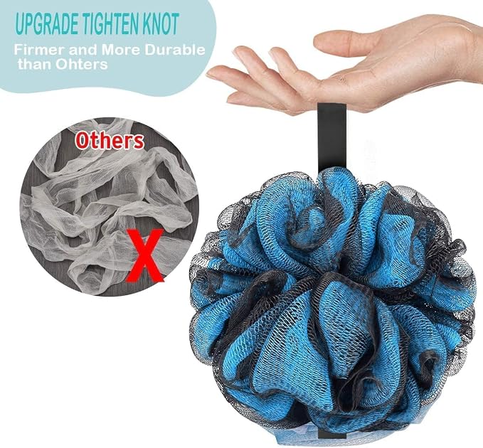Loofah Sponge Shower Loofahs 4 Colors Bath Sponges Body Scrubbers | Mesh Balls 70g Luffa for Rich Lather Exfoliating Wash Back Scrubber Bathroom Men Women 4 Pack Cleaning Bathing Accessories