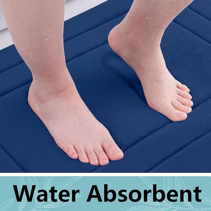 Arotive Memory Foam Bathroom Rug Mat 36x24, Ultra Soft and Absorbent Bath Mat, Machine Wash Dry, Comfortable Bath Rug Carpet for Bathroom Floor, Tub and Shower, Navy
