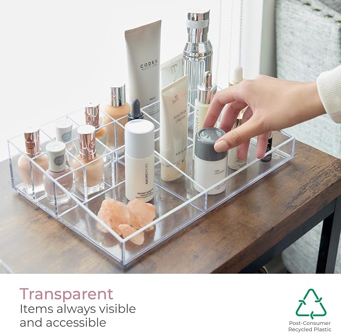 iDesign The Sarah Tanno Collection Plastic Cosmetic Organizer Station, 7-Compartment, Clear