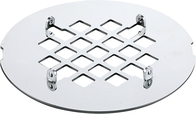 4-1/4 inches Snap-On Round Shower Drain Cover, Stainless Steel (Chrome)