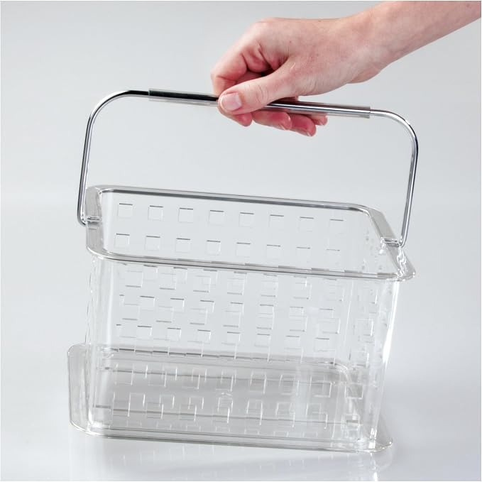 iDesign Small Clear Shower Caddy with Handle, 3-Pack | Portable, Shower Organizer, For Dorm or Bathroom