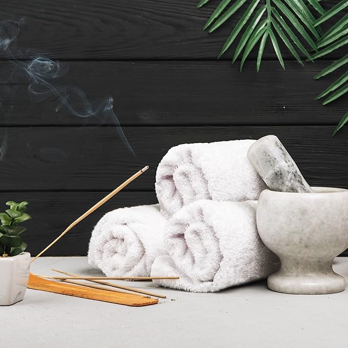 Towel and Linen Mart 100% Cotton - Wash Cloth Set - Flannel Face Cloths, Highly Absorbent and Soft Feel Fingertip Towels (White, Pack of 12)