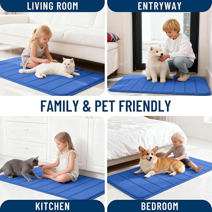 OLANLY Memory Foam Large Bath Mat 44x32, Super Soft Absorbent Bathroom Rugs | Deep Navy Blue, Quick Dry Bath Rug, Machine Washable Shower Floor Mats, Bathmat Carpet for Bathroom Floor, Tub and Shower