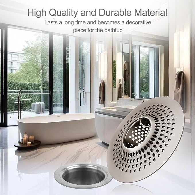 LEKEYE Shower Drain Hair Catcher/Bathroom Drain Cover/Bathtub Drain Strainer/Shower Stall Drain Protector(Brushed Nickel)