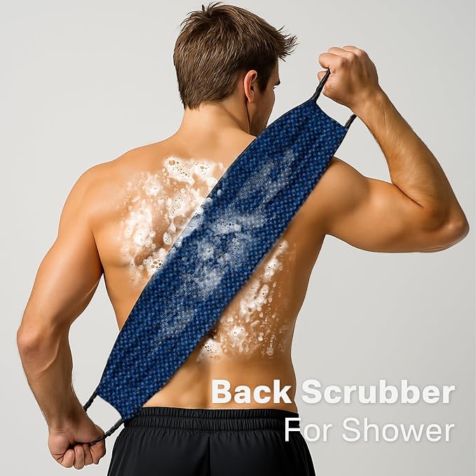 Dual-Textured Exfoliating Washcloth Towel - Back Scrubber for Use in Shower Bath, Exfoliating Body Scrubber Exfoliator, Japanese Exfoliate Loofah Lufa Sponge Wash Cloth for Women Men