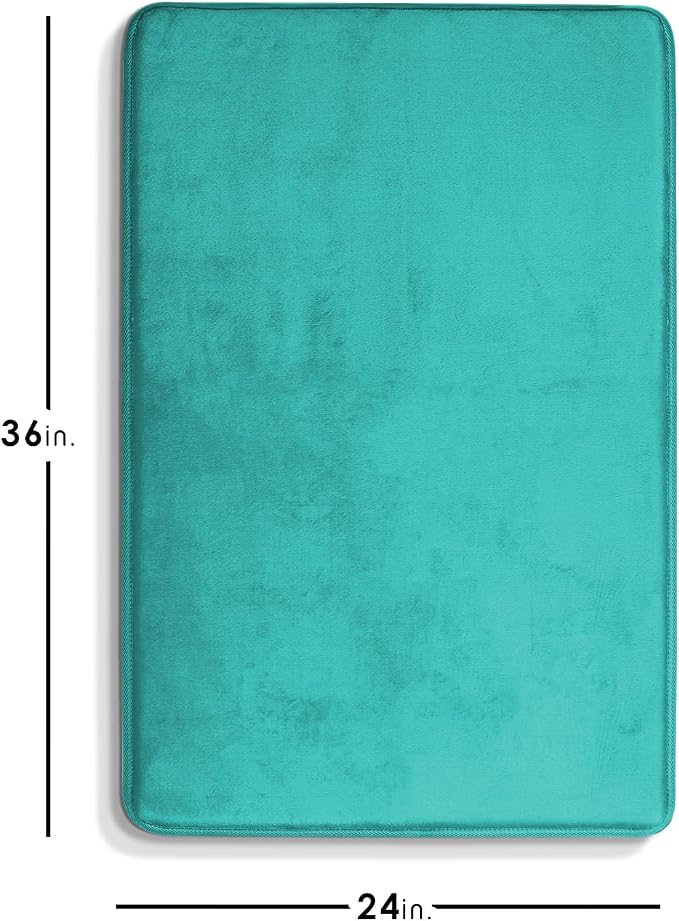 Clara Clark Bathroom Rugs, Velvet Memory Foam Bath Mat, Non-Slip Bath Rugs, Machine Wash, Dries Quickly, Ultra Soft Plush Bath Mats for Bathroom, 24 x 36, Teal Blue