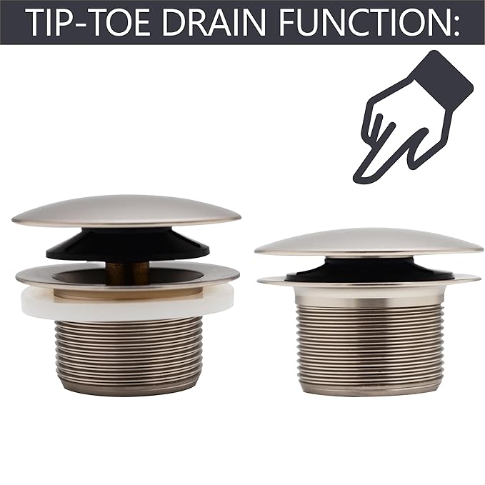 Westbrass A398R-20 1-1/2" NPSM Coarse Thread Mushroom Tip-Toe Bathtub Drain Stopper, Stainless Steel