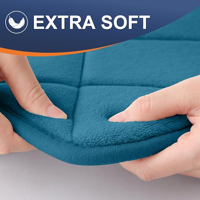OLANLY Memory Foam Bath Mat 70x24, Ultra Soft and Absorbent Bathroom Rugs | Peacock Blue, Quick Dry, Machine Washable Shower Bath Rugs, Comfortable Bath Carpet for Bathroom Floor, Tub and Shower
