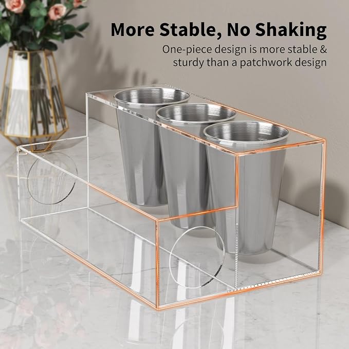 NIUBEE Hair Tool Organizer, Clear Acrylic Hair Dryer and Styling Organizer, Bathroom Countertop Blow Dryer Holder, Vanity Caddy Storage Stand for Accessories, Makeup, Toiletries