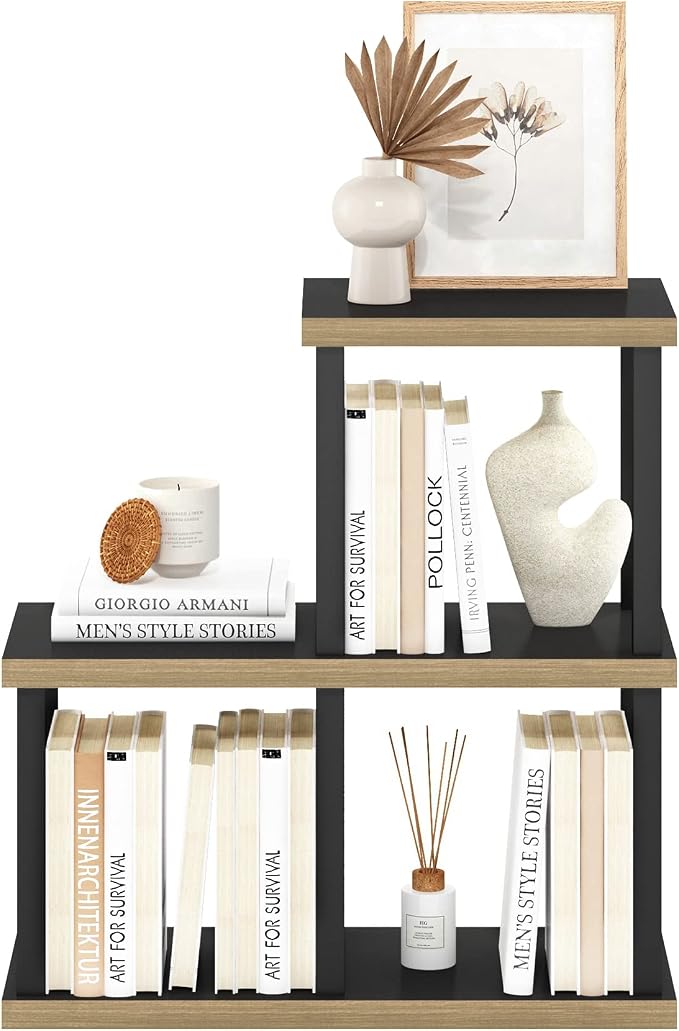 Furinno Turn-N-Tube No Tools 3-Cube Decorative Display Shelf, Americano/Black