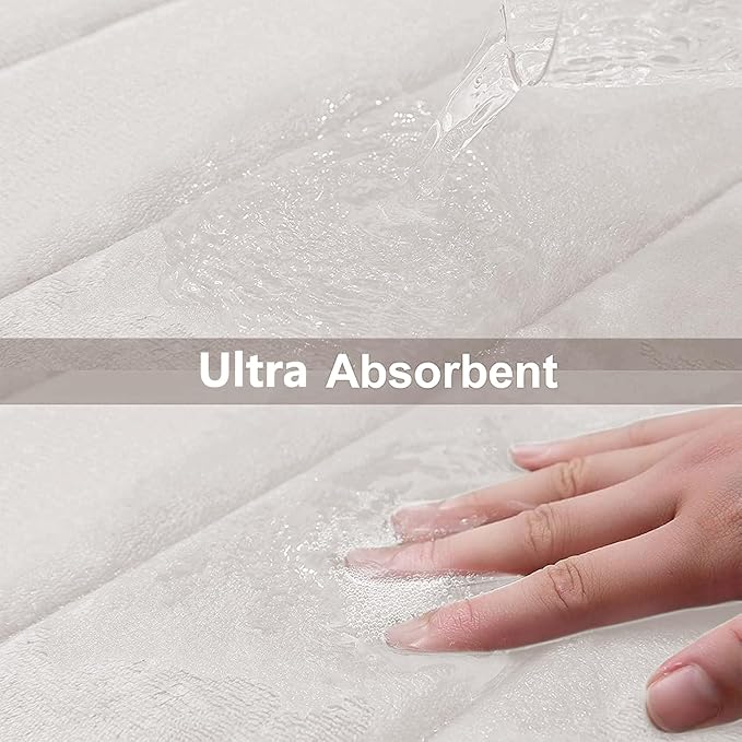 Buganda Memory Foam Bath Mat 34 x 20, Ultra Soft Absorbent Bathroom Rugs | Cream, Machine Washable Quick Dry Bath Mats for Bathroom Floor, Shower and Tub, Home Decor Accessories