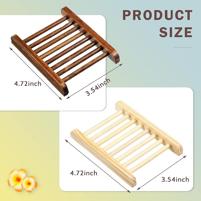 Honeydak 30 Pcs Bamboo Wood Soap Holder Wooden Soap Dish Tray Bathroom Wooden Sponge Case Handmade Bathtub Shower Dish Accessories for Home Sponge Scrubber(Natural Color, Charcoal)