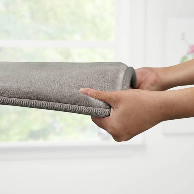 Memory Foam Bath Mat Non Slip Absorbent Super Cozy Velvet Bathroom Rug Carpet (17 inches X 24 inches, Grey)