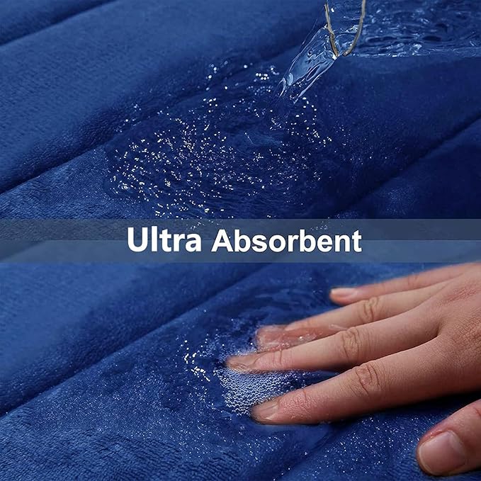 Buganda Memory Foam Bath Mat 60 x 24, Ultra Soft Absorbent Bathroom Rugs | Navy Blue, Machine Washable Quick Dry Bath Mats for Bathroom Floor, Shower and Tub, Home Decor Accessories