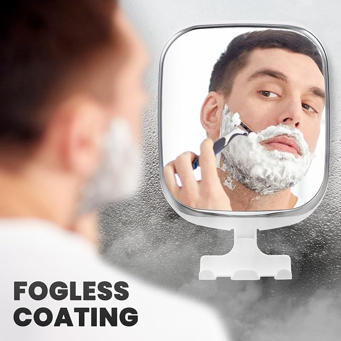 TAILI Shower Mirror Fogless, Shaving Mirror for Shower, Anti-Fog Mirror | Fogless Mirror for Shower with Razor Holder, Fog Free Removable Shower Mirror, Shower Shaving Mirror, White