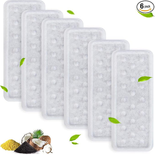 PETTEN Cat Water Fountain Filters,12 Pet Fountain Filter：6 Carbon Filters & 6 Sponges Filters Set for 80oz/2.4L Ultra-Quiet Pet Water Fountain for Cats/Small Dog