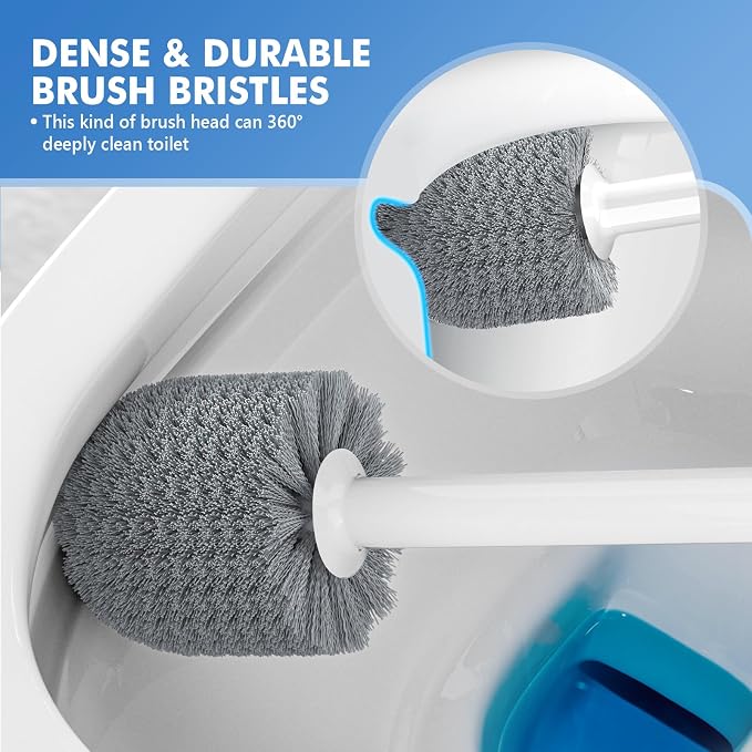 LOVLOY Toilet Plunger and Brush, Bowl Brush and Heavy Duty Toilet Plunger Set with Ventilated Holder, 2-in-1 Toilet Brush and Plunger Combo for Bathroom Cleaning (2, White)