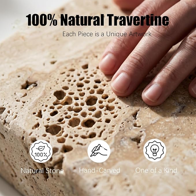 Natural Travertine Sponge Holder for Kitchen Sink - Luxury Stone Sponge Caddy, Quick-Drying Modern Minimalist Marble Kitchen Countertop Organizer - Housewarming Gift, Home Decor, Beige