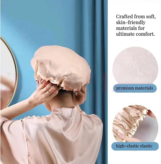 4 Pack Bright Colored EVA Shower Caps, Double Layer Waterproof, Reusable & Durable, Premium Hair Protection, Shower Cap for Women, Ideal for Shower, Bath & Spa, Multi-Use Daily Hair Care Caps