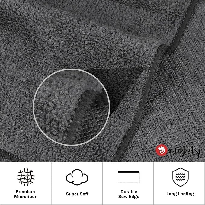 Orighty 6-Pack Grey Hand Towels, 16x28 inch Microfiber Gym Towels | Quick Drying & Absorbent, Lightweight & Thin Grey Yoga Towel - Multi-Purpose Camping Towel for SPA, Hotel & Bathroom