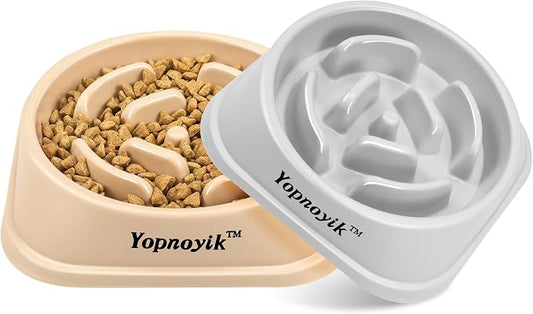 2 Pack Slow Feeder Dog Bowls for Large Dogs | Non-Slip Base, Anti-Choking Design, Reduces Bloating & Overeating, Easy to Clean, 4 Cups