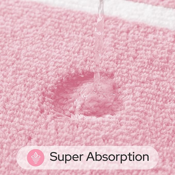 HOMEIDEAS Light Pink Bathroom Rugs Sets 2 Piece 20" x 32" + 16" x 24" | Super Soft and Absorbent Microfiber Tufted Bath Mats, Non-Slip and Machine Washable for Bathroom, Shower, Tub
