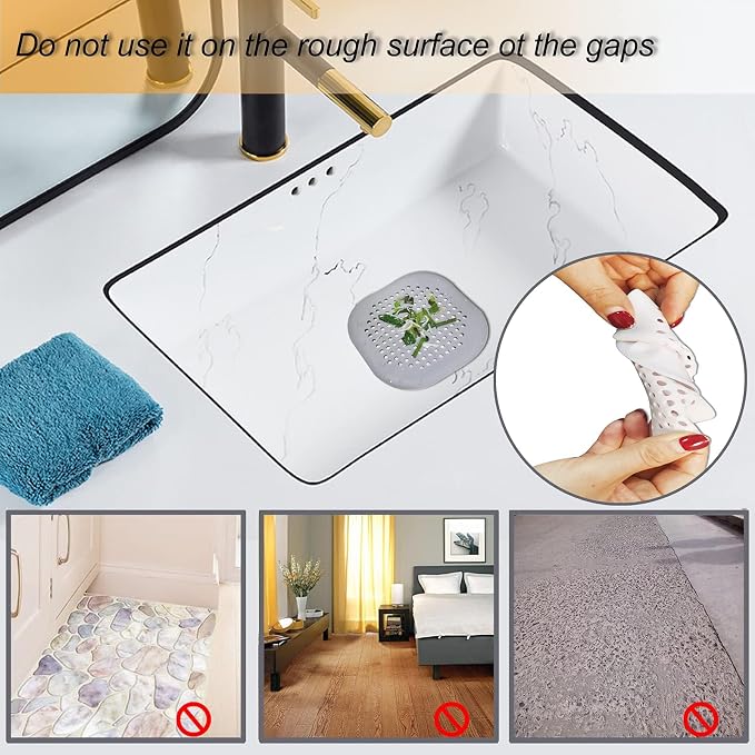Bovinde Hair Drain Catcher,Square Cover for Shower 4 Pack (Pure White) | Drainer Cover Silicone Hair Stopper with Suction Cups,Protector Accessories,Easy to Install Suit for Bathroom,Bathtub,Sink