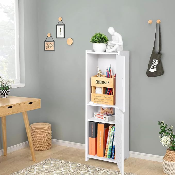 YARUKIMA Bathroom Floor Storage Cabinet,White