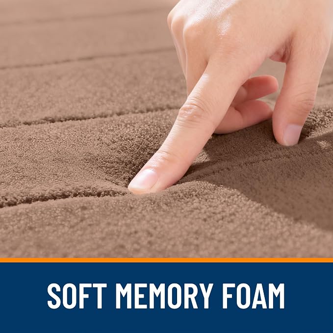 OLANLY Memory Foam Large Bath Mat 40x32, Super Soft Absorbent Bathroom Rugs | Mocha, Quick Dry Bath Rug, Machine Washable Shower Floor Mats, Bathmat Carpet for Bathroom Floor, Tub and Shower