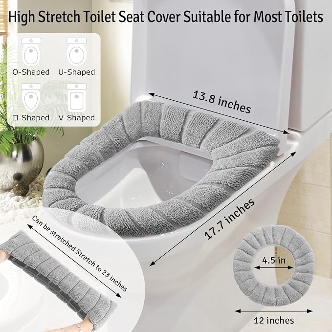 Legigo 5 Pack Toilet Seat Cover, Soft Toilet Seat Warmer Pads for Bathroom | Warmth, Comfort & Easy to Install, Toilet Seat Cushion Covers, Washable and Stretchable