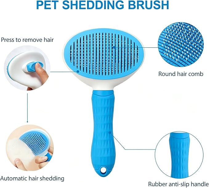6PCS Blue Dog Bath Kit with Brush, Scrubber, Gloves, Towel & Bag | Dog Brush, Washing Gloves, 39.7" × 20.5" Towel, Shampoo Brush, Bath Scrubber and Big Toiletries Bag