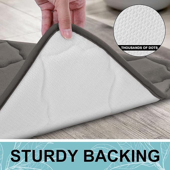 OLANLY Memory Foam Bath Mat Rug 44x24, Ultra Soft Bathroom Rugs, Taupe | Thick Absorbent Carpet, Non-Slip Backing, Machine Washable, for Bathroom Floor, Tub, Shower and Home Decor Accessories