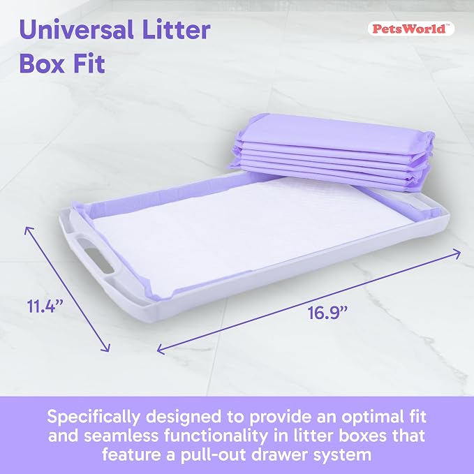 PetsWorld Universal Fit Cat Pad Refills for Litter Box, Unscented, Odor Control, Pack of 100