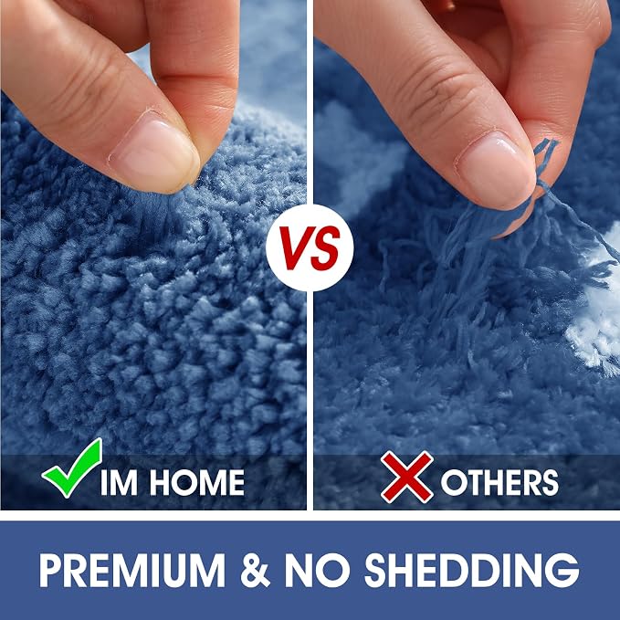 IM HOME Bathroom Rugs, Ultra Soft Plush Fluffy Microfiber Absorbent Bath Mat, Non-Slip Backing, Machine Washable Bath Mats for Bathroom Floor, Tub and Shower, Blue/32"x20"/Bordered