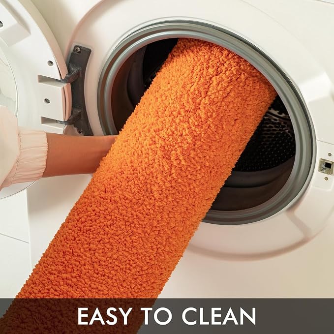 MIULEE Fall Orange Bathroom Rugs Set 2 Piece Soft Bath Mats 16x24+16x48 in | Soft Absorbent Microfiber Bath Rugs, Non Slip, Quick Dry, Fluffy Bath Rugs for Bathroom Floor Tub Showers, Machine Washable