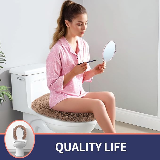 Soft Microfiber Toilet Lid Cover 17.5" x 15" Machine Washable | Solid Toilet Lid Cover Adjustable Rubber Backing Fits Only 18-19.5"L x 14-16"W Elongated Toilet Seat