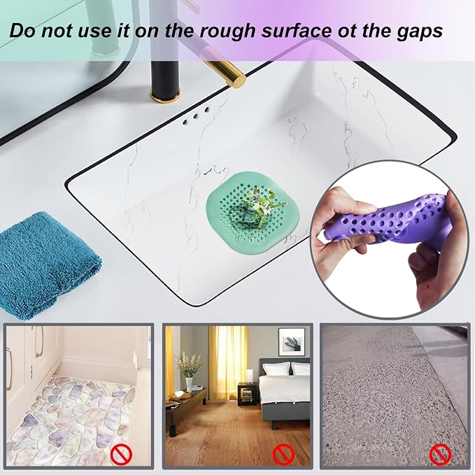 Bovinde Hair Drain Catcher,Square Cover for Shower 2 Pack (Purple Green) | Drainer Cover Silicone Hair Stopper with Suction Cups,Protector Accessories,Easy to Install Suit for Bathroom,Bathtub,Sink