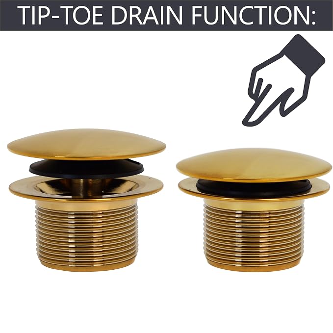 Westbrass A398R-18 1-1/2" NPSM Coarse Thread Mushroom Tip-Toe Bathtub Drain Stopper, Brushed Bronze
