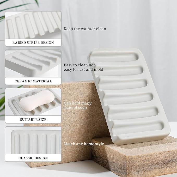BosilunLife Light Grey Ceramic Bathroom Accessories Set of 4 | Bathroom Decor Sets Accessories Bathroom Lotion Soap Dispenser and Toothbrush Holder Set, Soap Dish, Apothecary Jars.(Liquid)