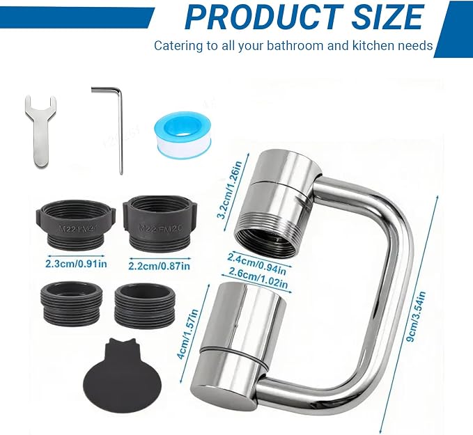 Faucet Extender for Bathroom Sink, Dual Modes Bubble Stream & High Pressure Spray, 1440° Rotation 4 Connector Foldable Design, Fits Most Faucets for Kitchen Bathroom Sink, Splash Proof Water Saving