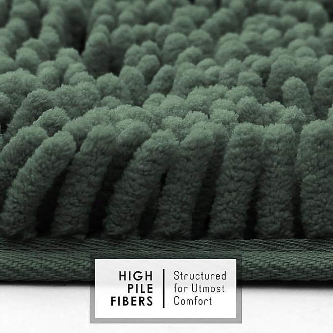 Hearth & Harbor Bathroom Rugs, Chenille Bath Mat - Machine Washable Bath Mats for Bathroom Non-Slip Backing Rubber, Quick Dry Bathroom Mat