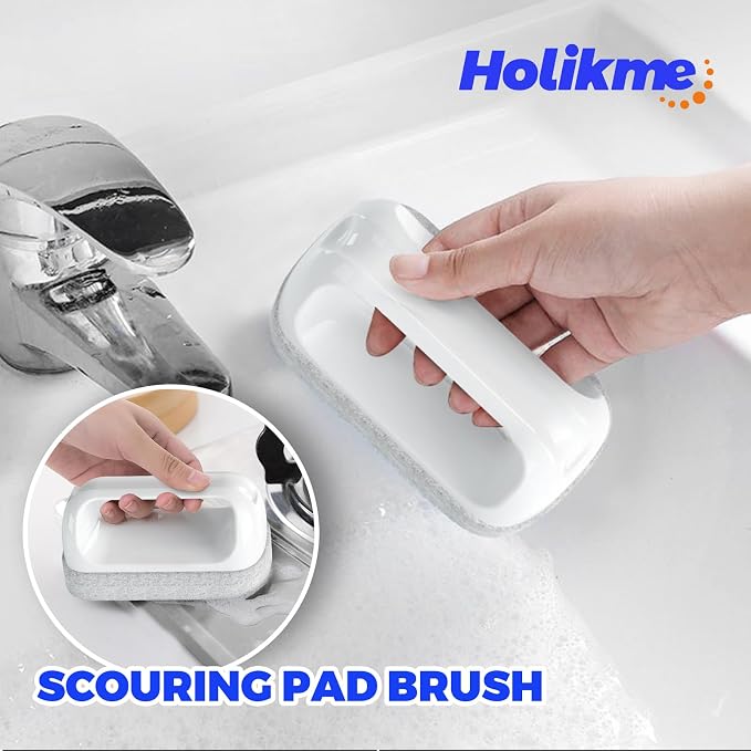 Holikme Dish Brush Cleaning Brush Set for Cleaning Groove Gap,Brown | Dish Brush Set Cleaning Brush Set, Scouring Pad for Cleaning, Groove Gap Brushes for Pot, Pan, Abrasive Wheel Brushes