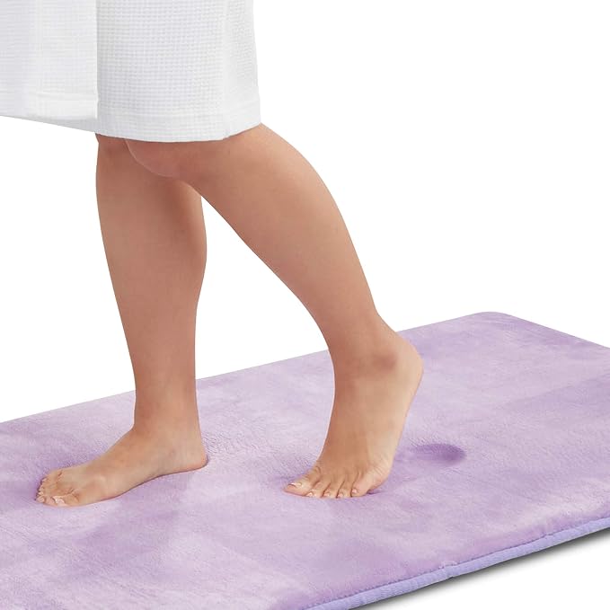 Memory Foam Bath Mat Non Slip Absorbent Super Cozy Velvet Bathroom Rug Carpet (22 inches X 42 inches, Lavender)