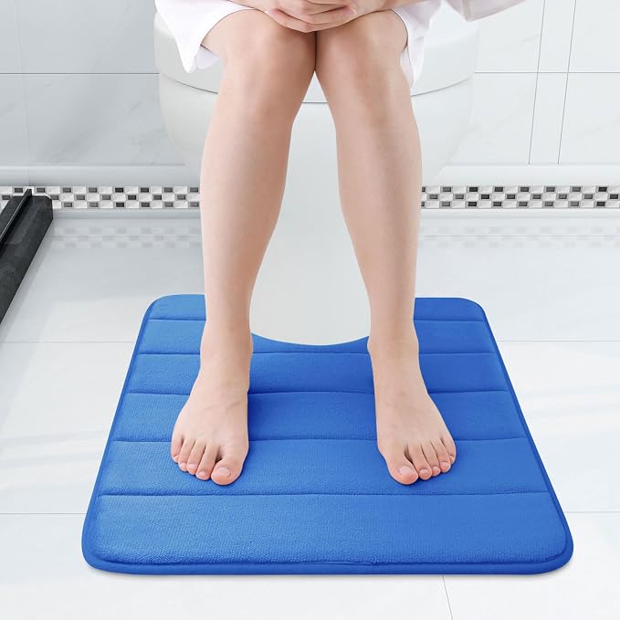 Buganda Memory Foam U-Shaped Toilet Rugs 20 x 20, Absorbent Bathroom mat | Royal Blue, Thick Soft Machine Washable toilet mat for bathroom, Contour Bath Rugs Mat for Toilet Base