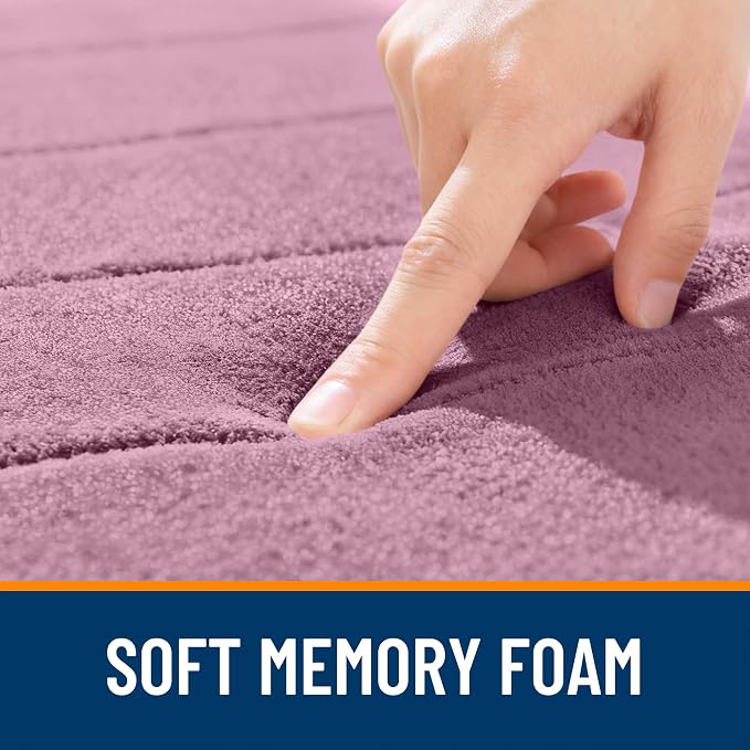OLANLY Memory Foam Large Bath Mat 40x24, Super Soft Absorbent Bathroom Rugs | Deep Plum, Quick Dry Bath Rug, Machine Washable Shower Floor Mats, Bathmat Carpet for Bathroom Floor, Tub and Shower