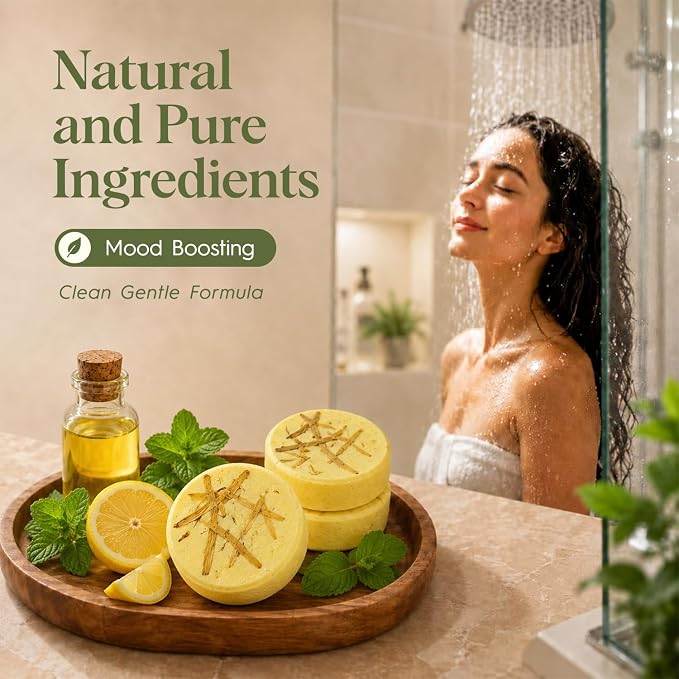 SWCANDY Lemon & Mint Shower Steamers 8 Pack, Home Spa Self Care | Crisp citrus-mint aromatherapy with natural essential oils shower gift for women, men, wife & husband.
