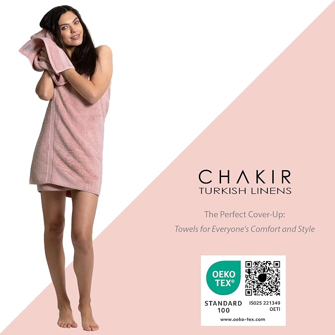 Chakir Turkish Linens 100% Cotton 4-Pack Bath Towels 27x54, Pink | 100% cotton bath towels, set of 4 at 27x54, OEKO-TEX certified, soft plush and absorbent