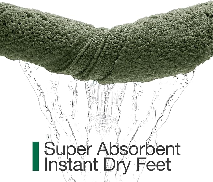 LUMI Ultra Soft Bathroom Rugs Absorbent, Non Slip Bath Mat 24x36, Green | Machine Washable with Rubber Backing, Quick Dry, Premium Microfiber Plush Carpet for Bathtub and Shower Floor